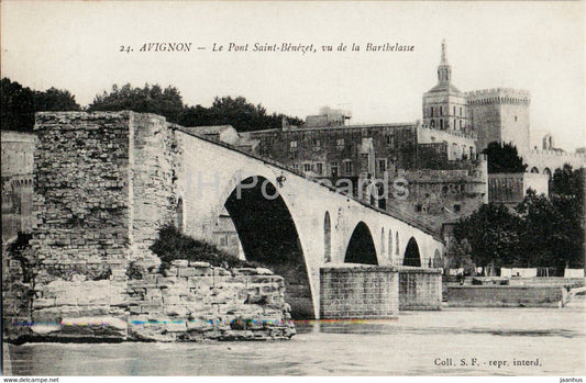 Avignon - Le Pont Saint Benezet vu de la Barthelasse - bridge - 24 - old postcard - France - unused - JH Postcards