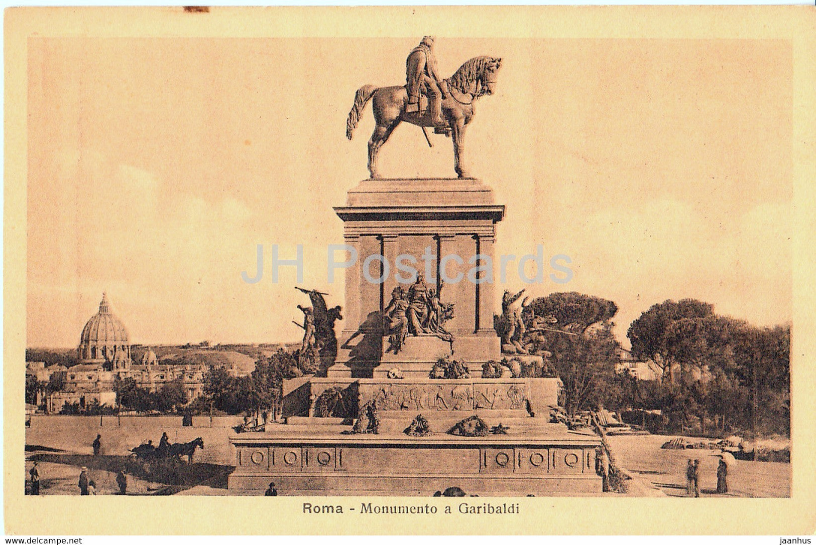 Roma - Rome - monumento a Garibaldi - horse - monument - old postcard - Italy - unused - JH Postcards