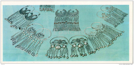 women's jewelry - silver - Dagestan Hammering - Toreutics - 1975 - Russia USSR - unused - JH Postcards
