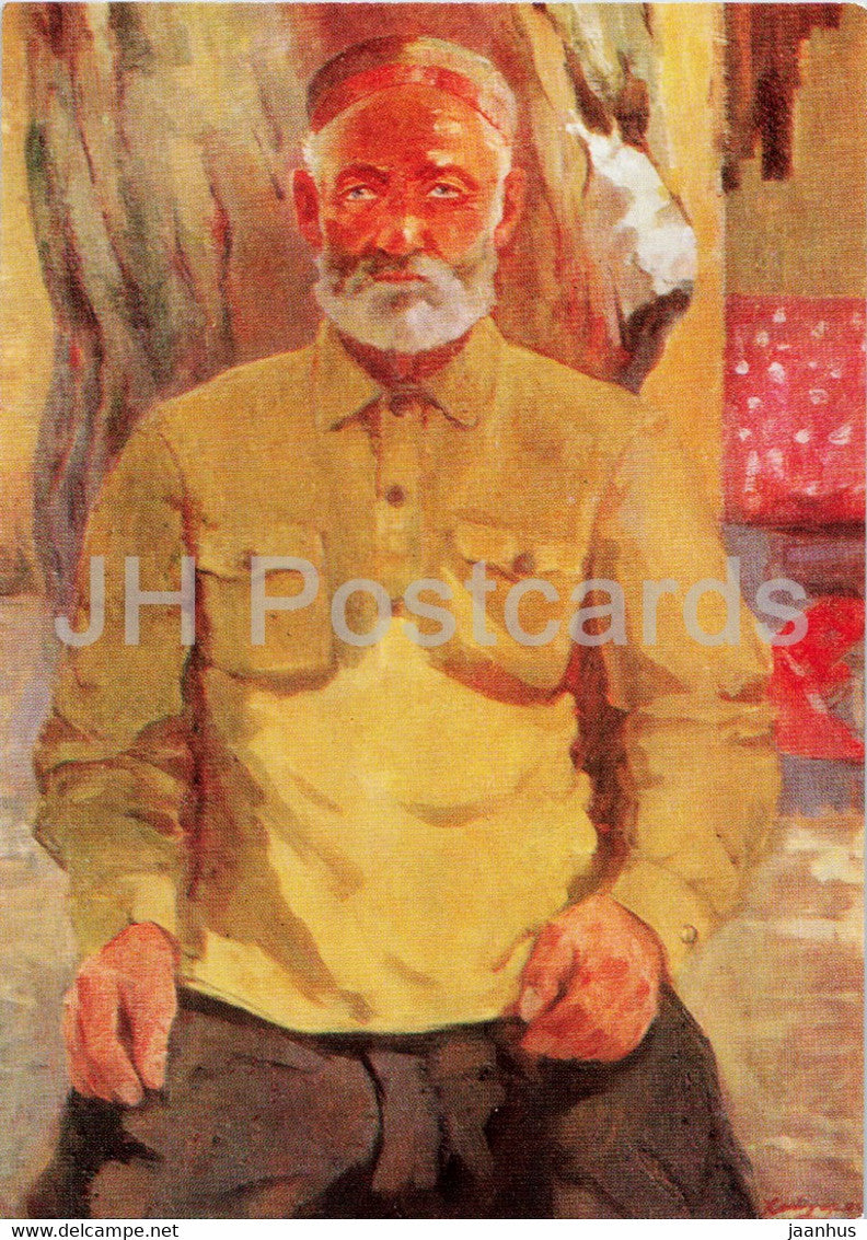 painting by Ashur Haydarov - portrait of an old man - Along the Pamir roads - Tajik art - 1974 - Russia USSR - unused - JH Postcards