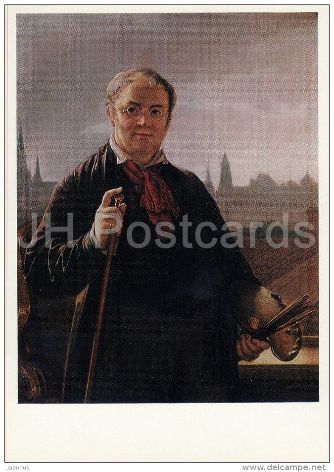 painting by V. Tropinin - Self-Portret with brushes and palette , 1844 - Russian art - 1974 - Russia USSR - unused - JH Postcards