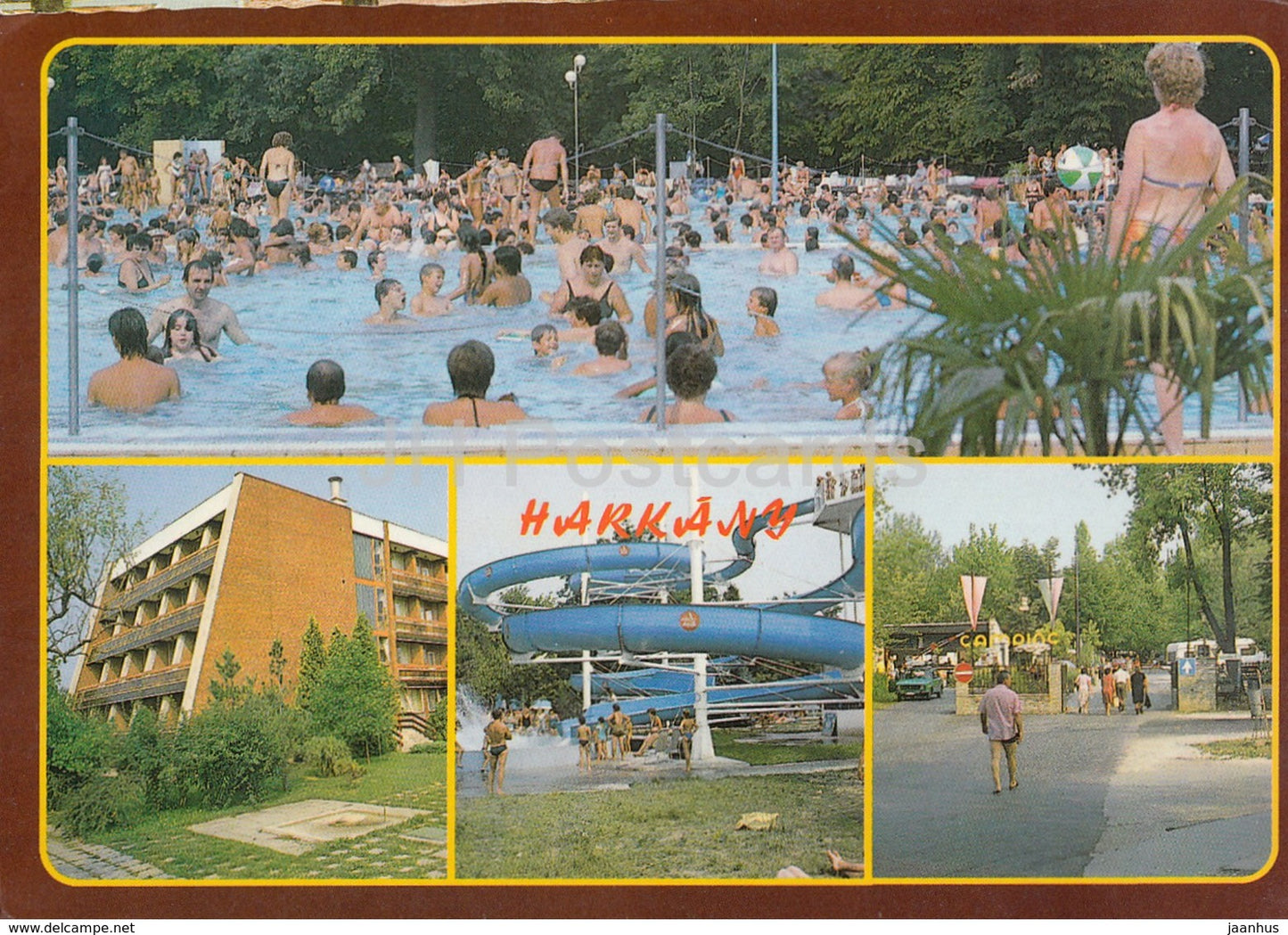 Harkany - pool - hotel - multiview - 1989 - Hungary - used - JH Postcards