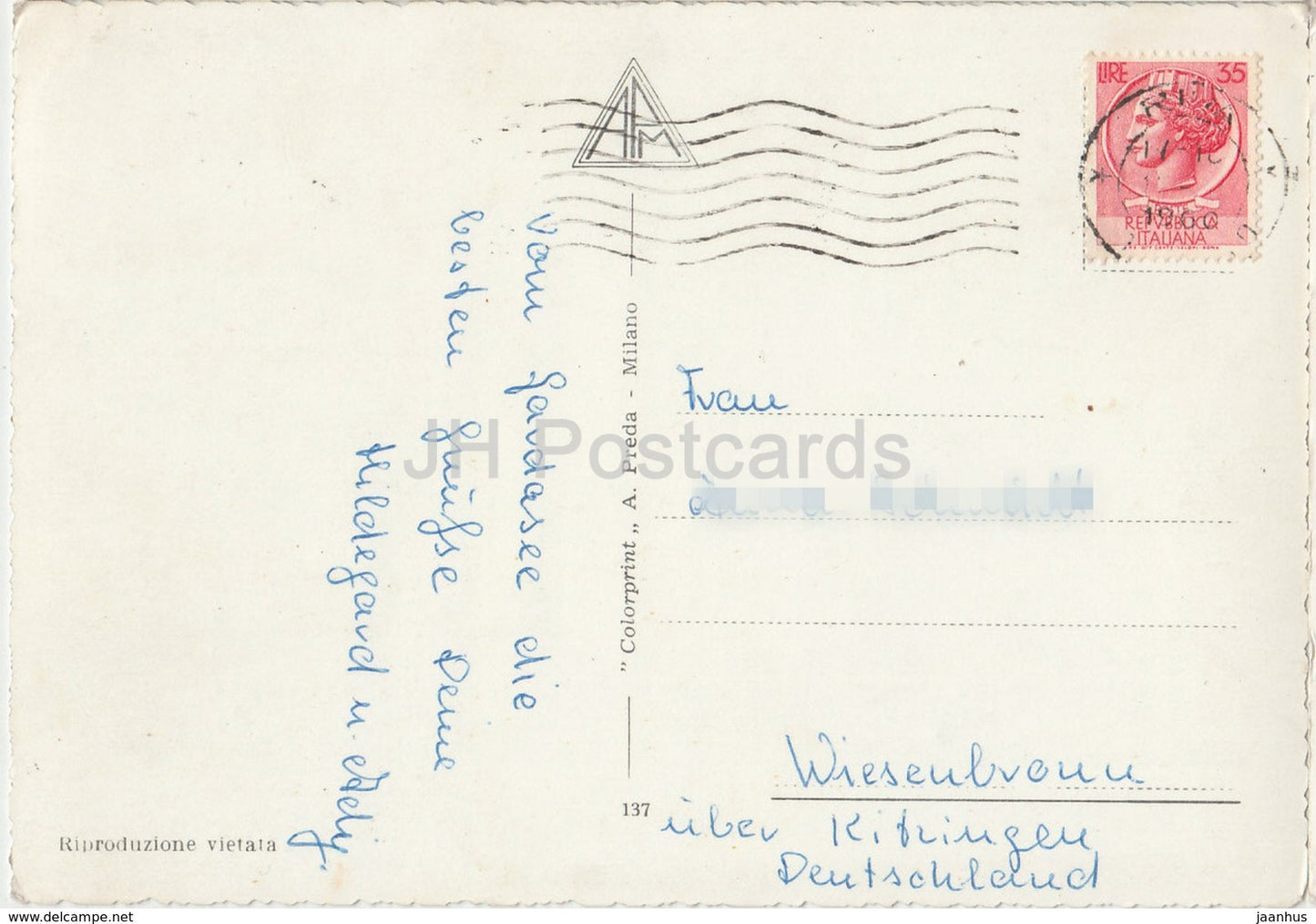 Saluti da Riva del Garda - bateau - darsena - panorama - grotta - multiview - Italie - 1960 - utilisé