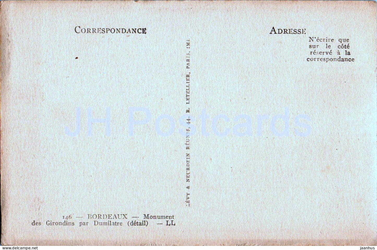 Bordeaux - Monument des Girondins par Dumilatre - détail - carte postale ancienne - France - inutilisé 