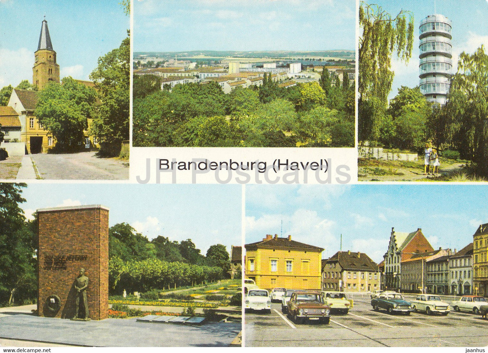 Branderburg - Havel - Dom St Peter und Paul - Friedenswarte - Markt - car Zhiguli - Germany DDR - unused - JH Postcards