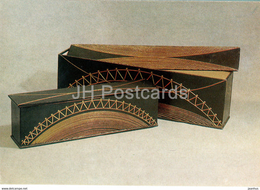 Estonian Leather Art - Photo boxes Bridge by Patune Minni - Estonian art - 1975 - Russia USSR - unused - JH Postcards