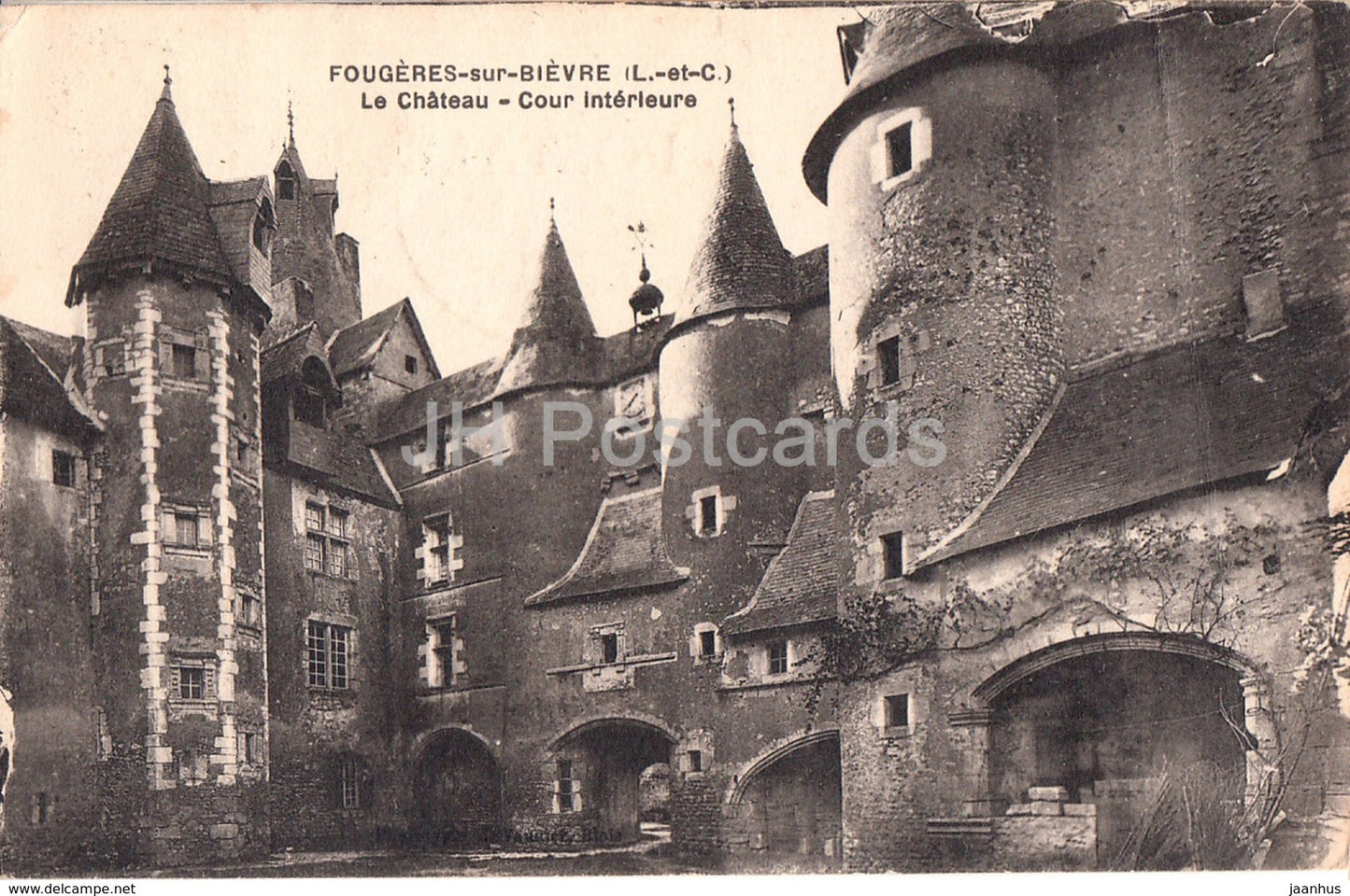 Fougeres sur Bievre - Le Chateau - Cour Interieure - castle - 3 - old postcard - 1938 - France - used