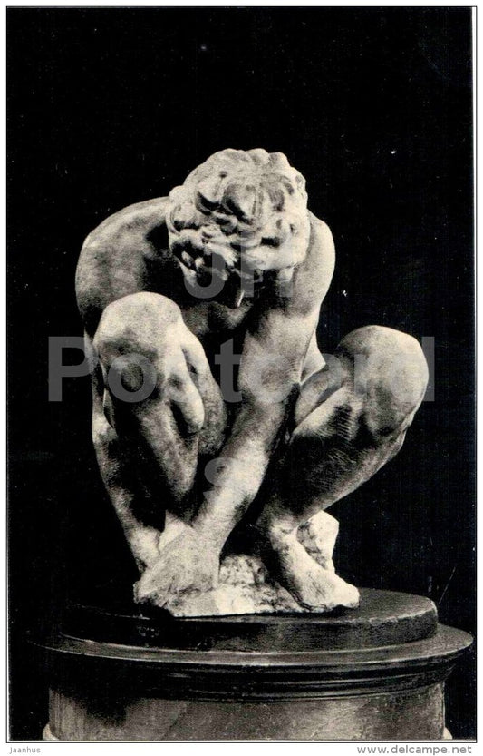 sculpture by Michelangelo Buonarroti - Crouching Boy - italian art - unused - JH Postcards