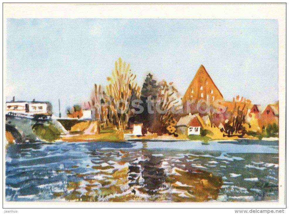 illustration by K. Burman - Autumn in Pirita - Tallinn - 1968 - Estonia USSR - unused - JH Postcards