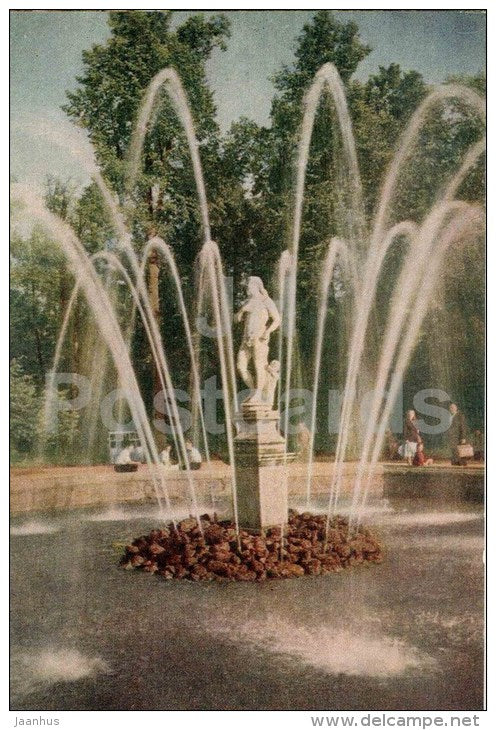 Adam fountain - Petrodvorets - 1956 - Russia USSR - unused - JH Postcards