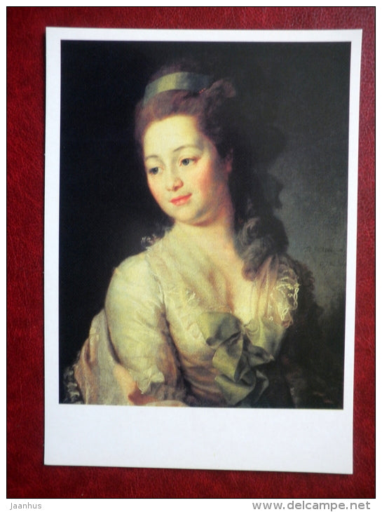 painting by Dmitry Levitzky , Portrait of Maria Alekseevna Dyakova , 1778 - russian art - unused - JH Postcards