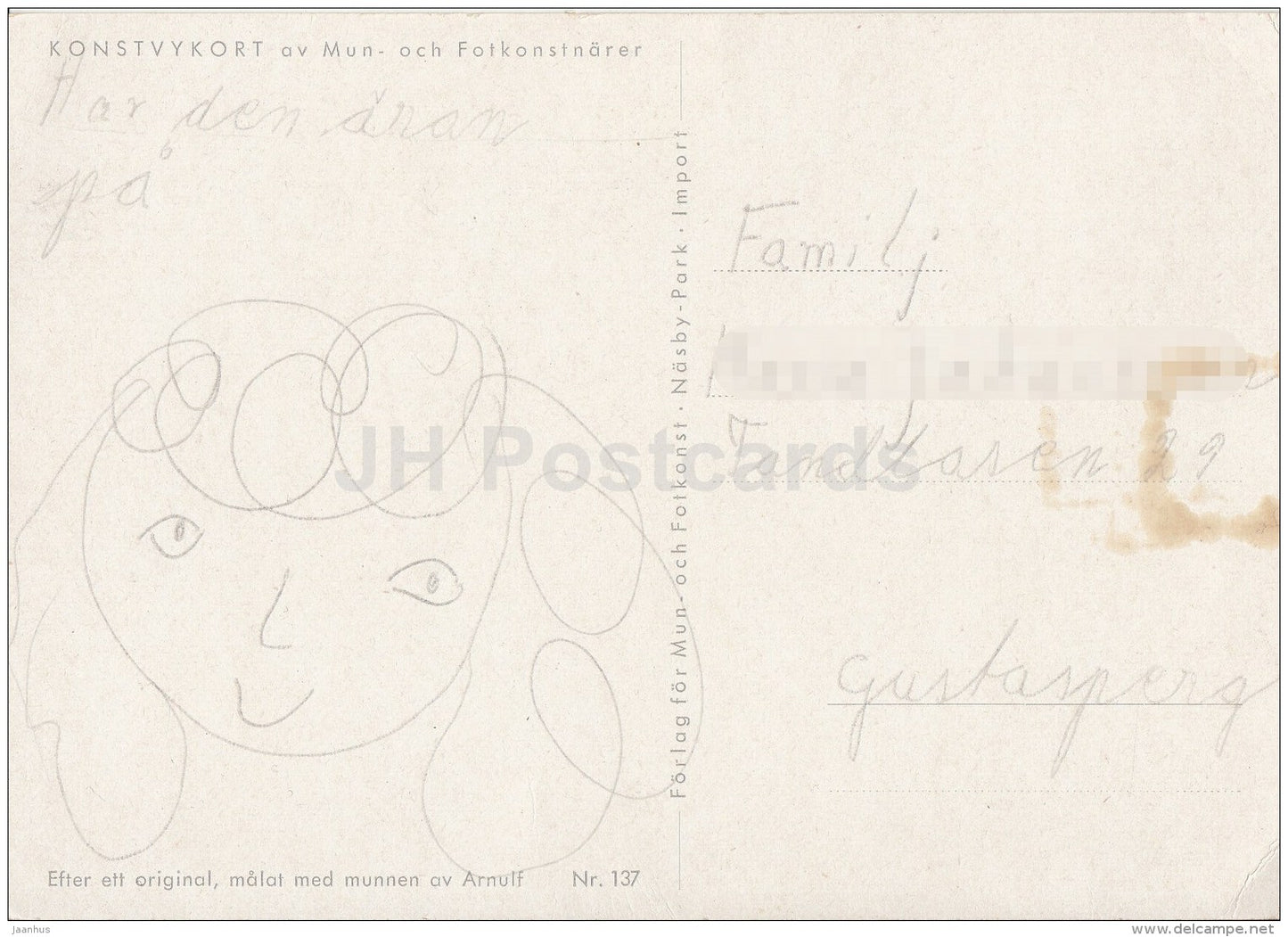 New Year Greeting Card by Arnulf - Angels - bells - Sweden - used - JH Postcards