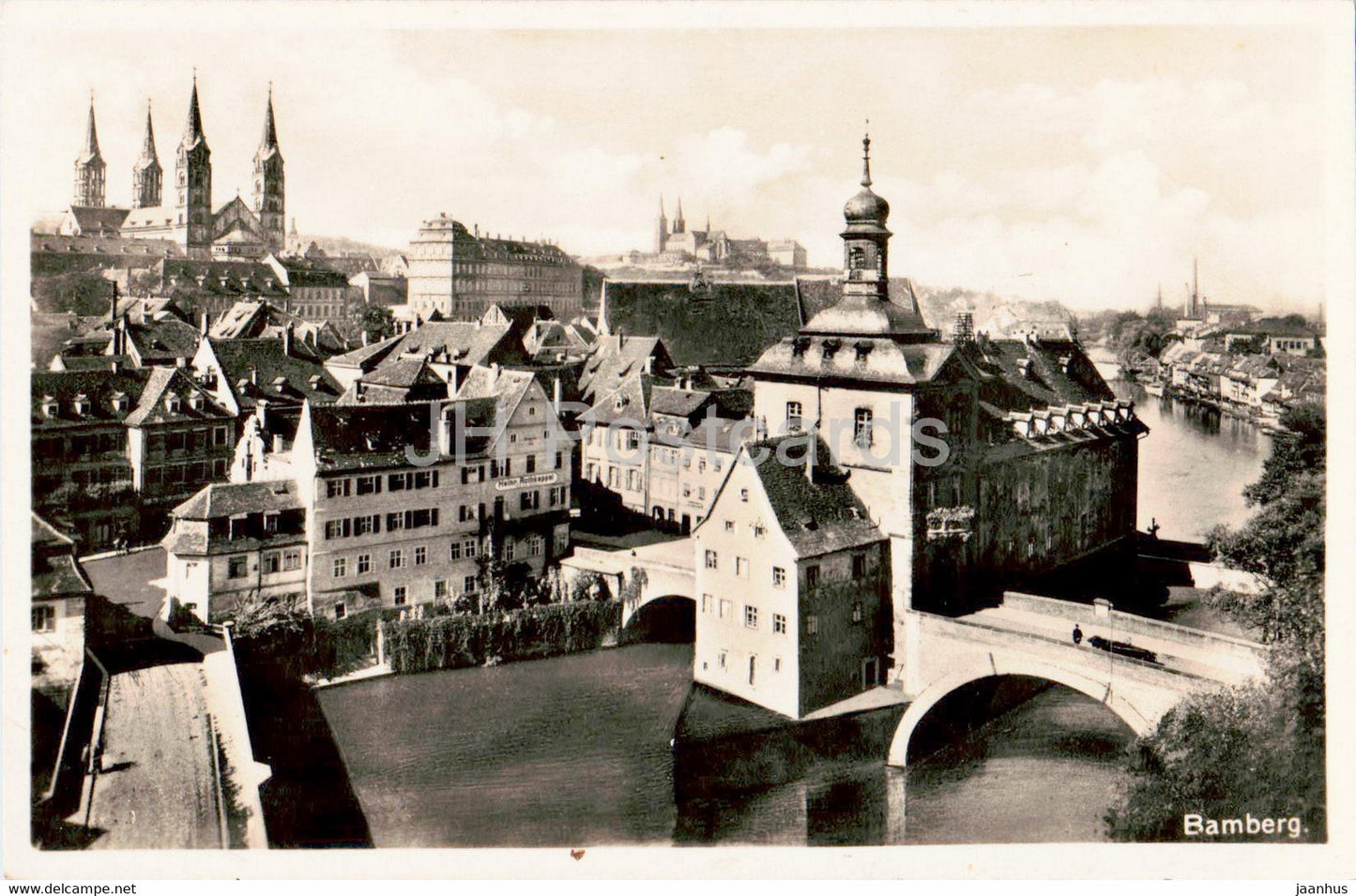 Bamberg - town view - 680 - old postcard - Germany - unused - JH Postcards