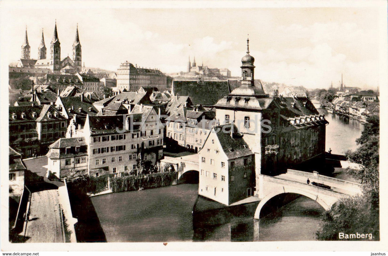 Bamberg - town view - 680 - old postcard - Germany - unused - JH Postcards