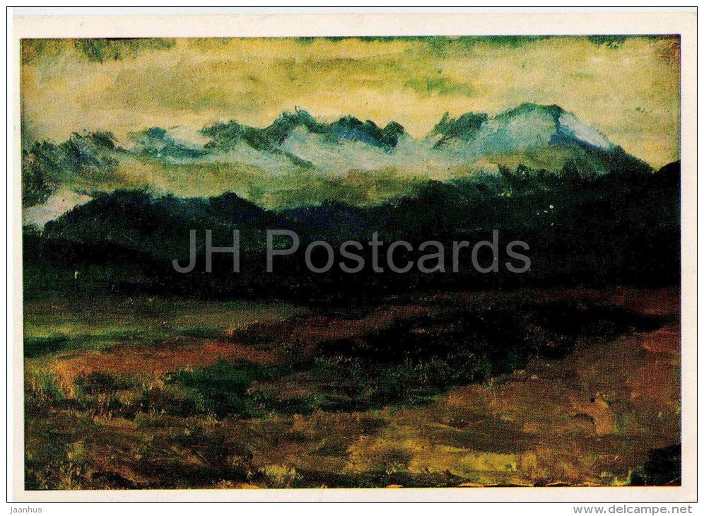 painting by S. Akylbekov - The Evening , 1949 - kyrgyz art - unused - JH Postcards