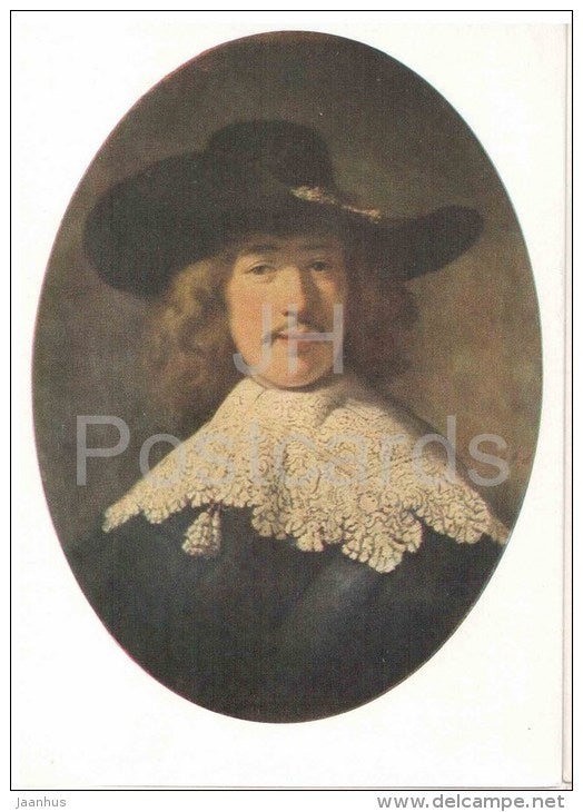 painting by Rembrandt - Portrait of a Young man with a Lace Collar , 1634 - dutch art - unused - JH Postcards