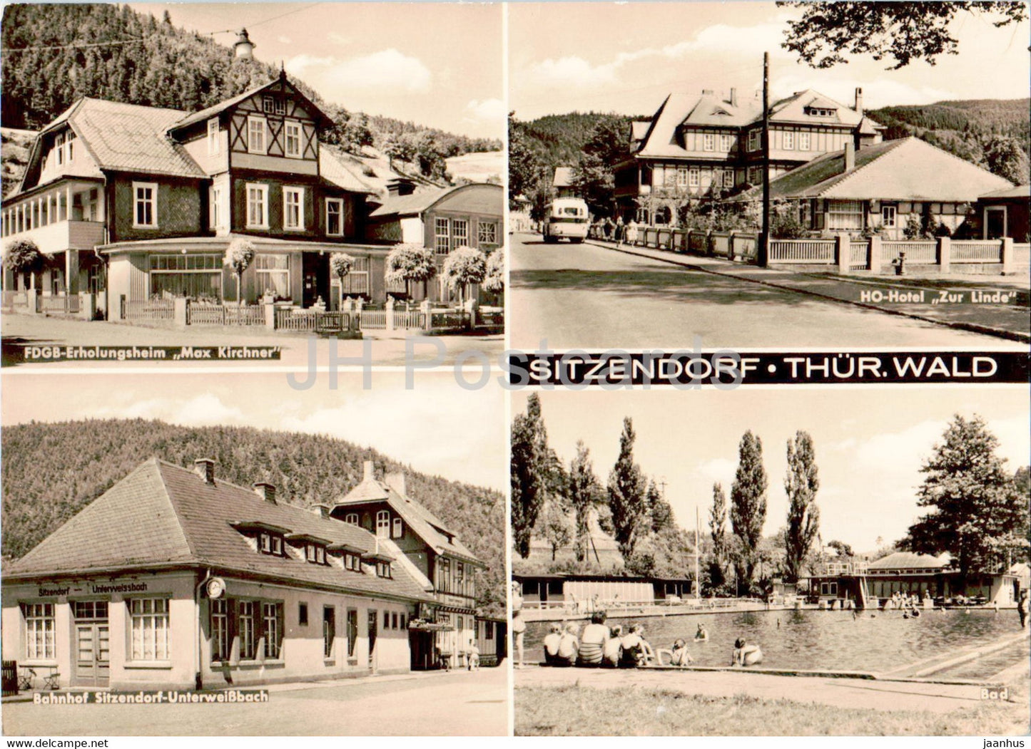 Gruss von der Burgruine Gleichen - Muhlburg - Gasthaus Freudenthal - 1 - old postcard - Germany DDR - unused - JH Postcards