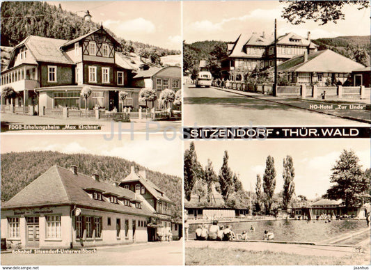 Gruss von der Burgruine Gleichen - Muhlburg - Gasthaus Freudenthal - 1 - old postcard - Germany DDR - unused - JH Postcards
