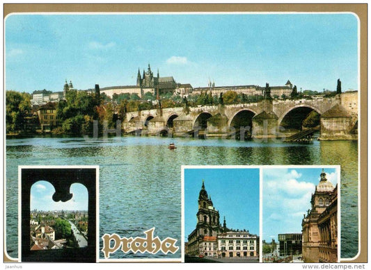 Hradcany - Charles Bridge - National Museum - Praha - Prague - Czechoslovakia - Czech - unused - JH Postcards