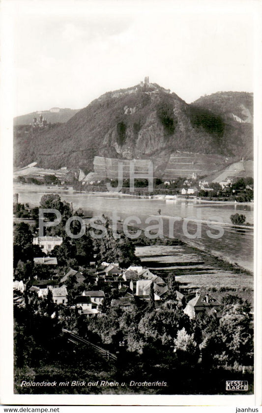 Rolandseck mit Blick auf Rhein u Drachenfels - old postcard - 1954 - Germany - used - JH Postcards