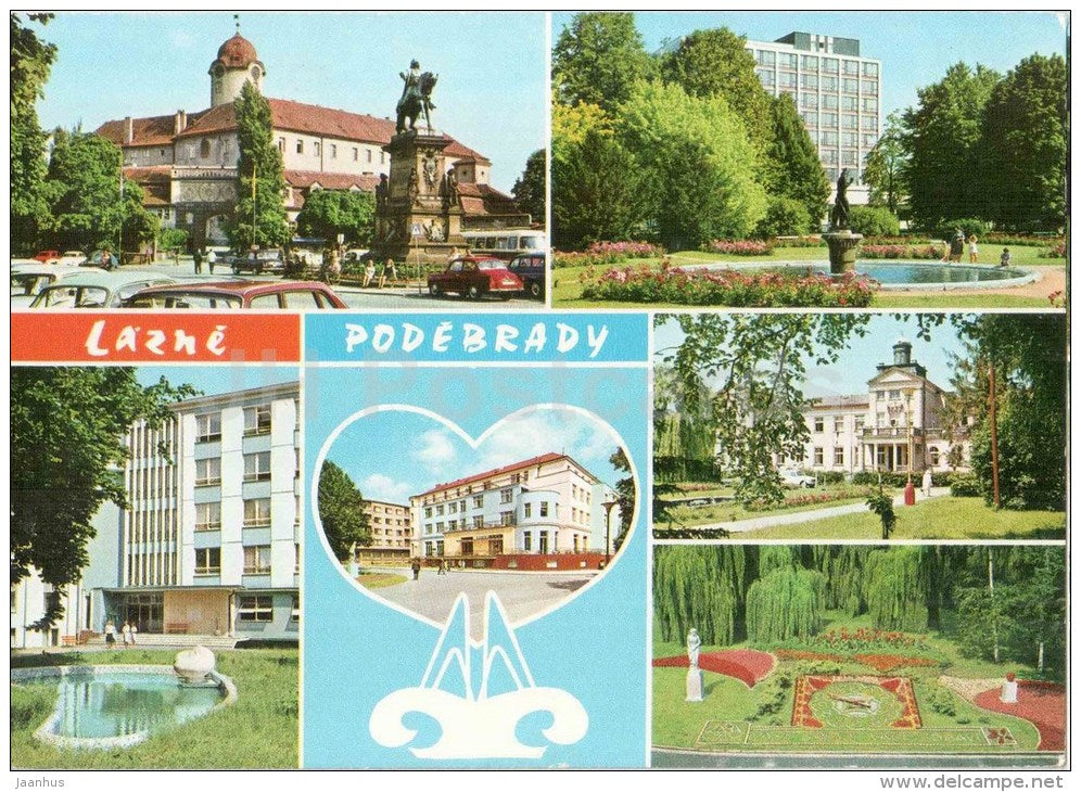 Lazne Podebrady - spa - architecture - Czechoslovakia - Czech - used 1978 - JH Postcards
