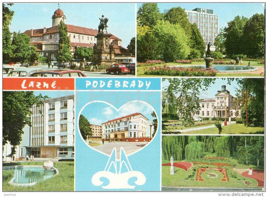 Lazne Podebrady - spa - architecture - Czechoslovakia - Czech - used 1978 - JH Postcards