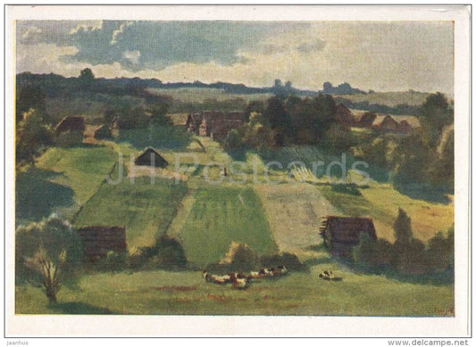 painting by S. Zaharov - In Belarus - village - russian art  - unused - JH Postcards