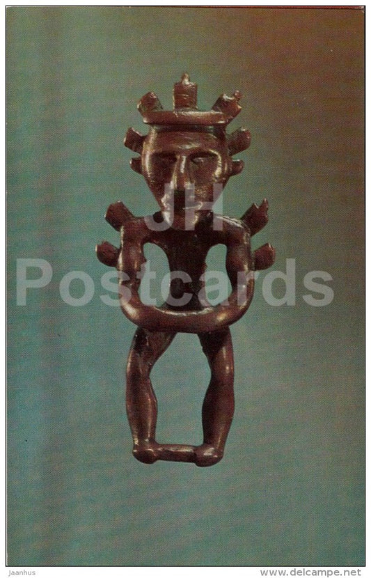 Statuette of a man , bronze - Galich , Kostroma district - Primitive Art - 1971 - Russia USSR - unused - JH Postcards