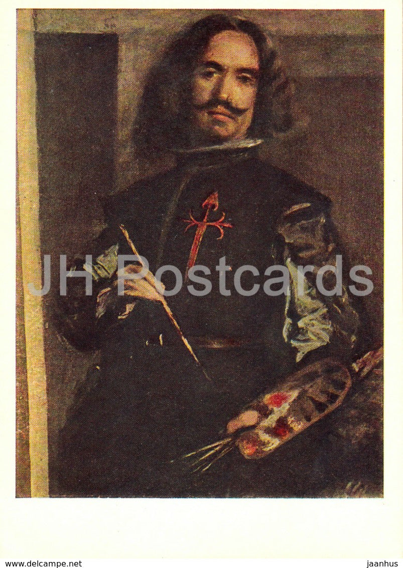 painting by Diego Velazquez - Las Meninas , detail - Self Portrait - Spanish art - 1966 - Russia USSR - unused - JH Postcards