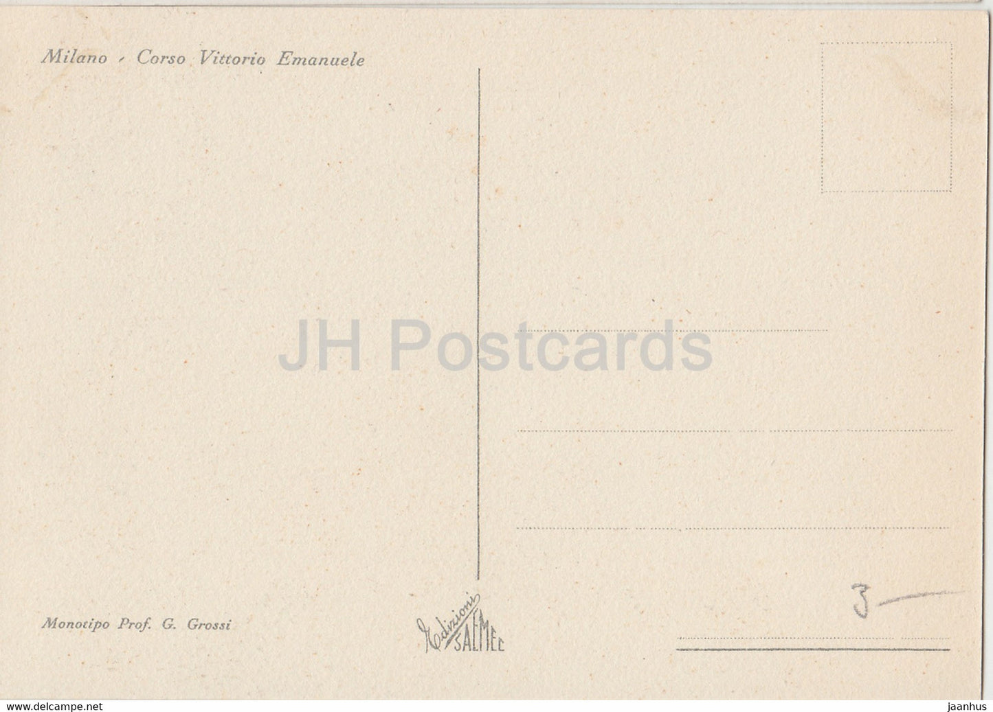 Milano - Milan - Corso Vittorio Emanuele - car - illustration by G. Grossi - old postcard - Italy - unused