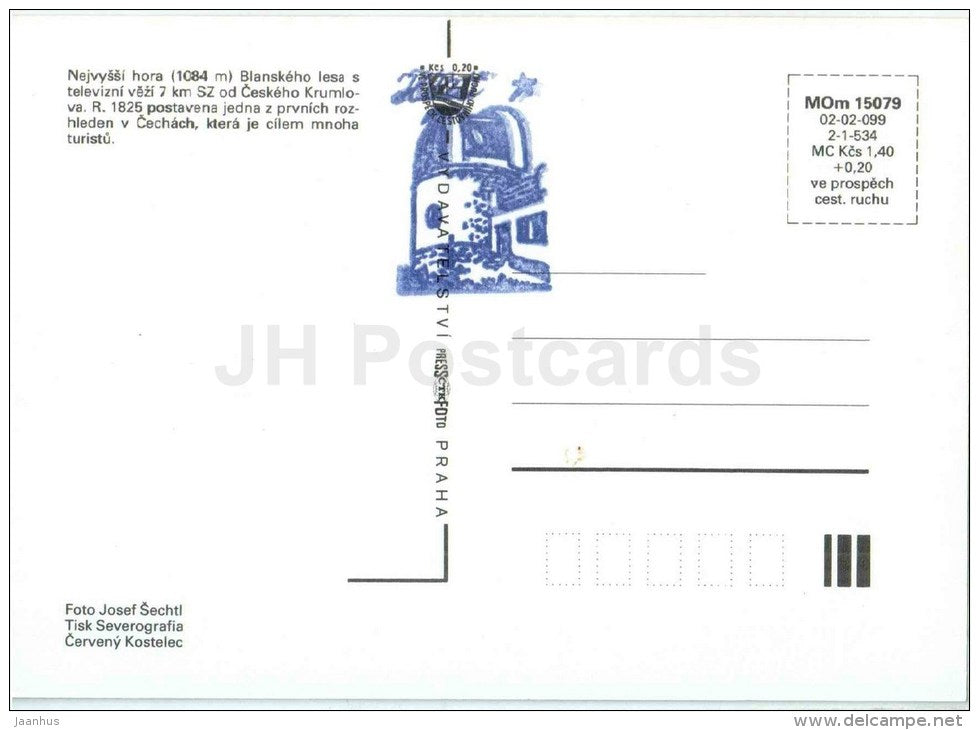 Klet 1084 m - mountain - observatory - telescope - Czech - Czechoslovakia - unused - JH Postcards