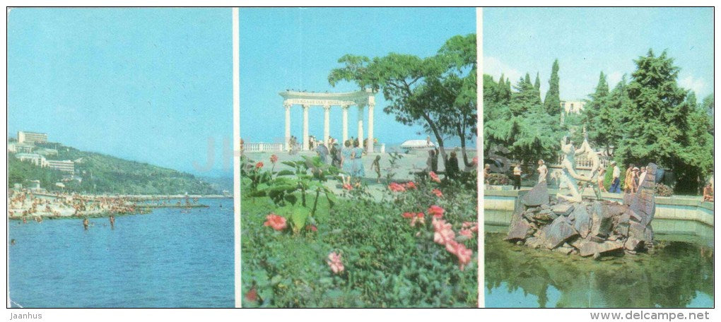 beach - rotunda - embankment fountain - Alushta - Crimea - Krym - 1982 - Ukraine USSR - unused - JH Postcards