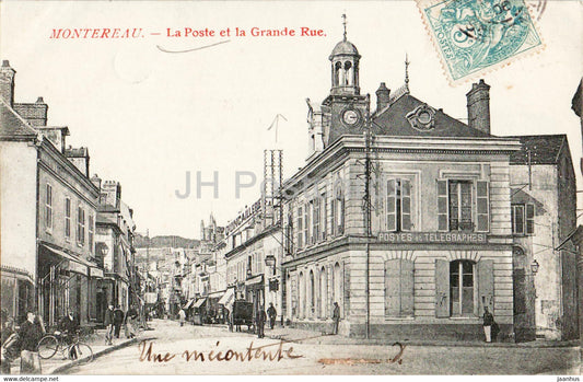 Montereau - La Poste et la Grande Rue - telegraphe - old postcard - 1906 - France - used - JH Postcards
