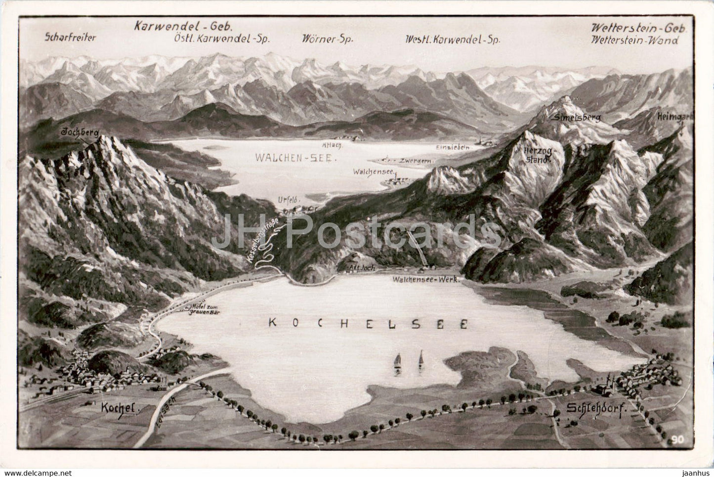 Kochelsee - old postcard - Germany - used - JH Postcards