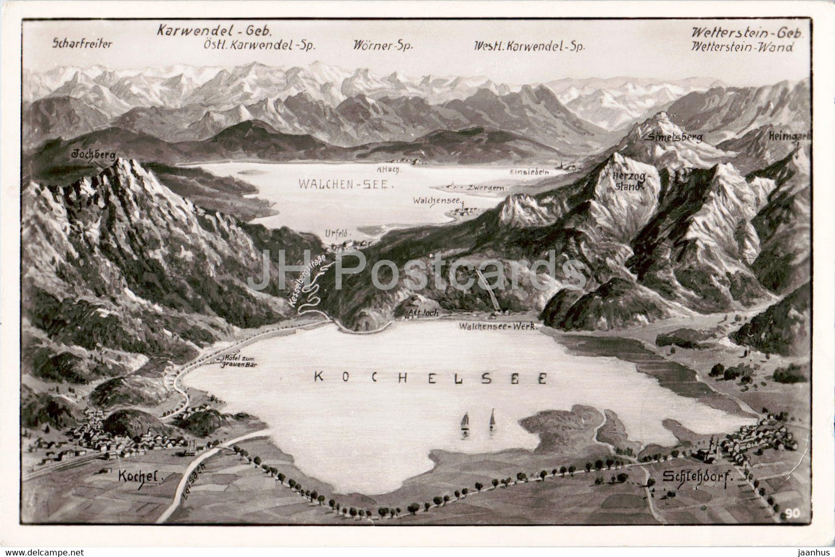 Kochelsee - old postcard - Germany - used - JH Postcards