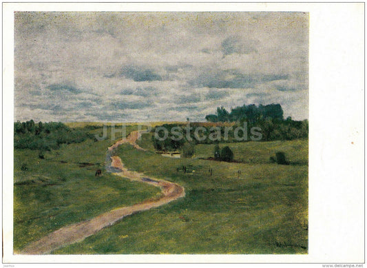 painting by I. Levitan - The Road , 1898 - Russian Art - 1959 - Russia USSR - unused - JH Postcards