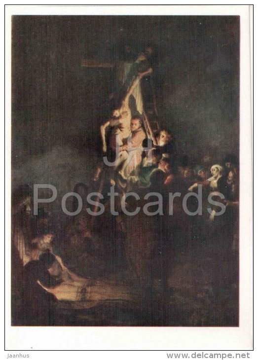 painting by Rembrandt - Descent from the Cross , 1634 - dutch art - unused - JH Postcards