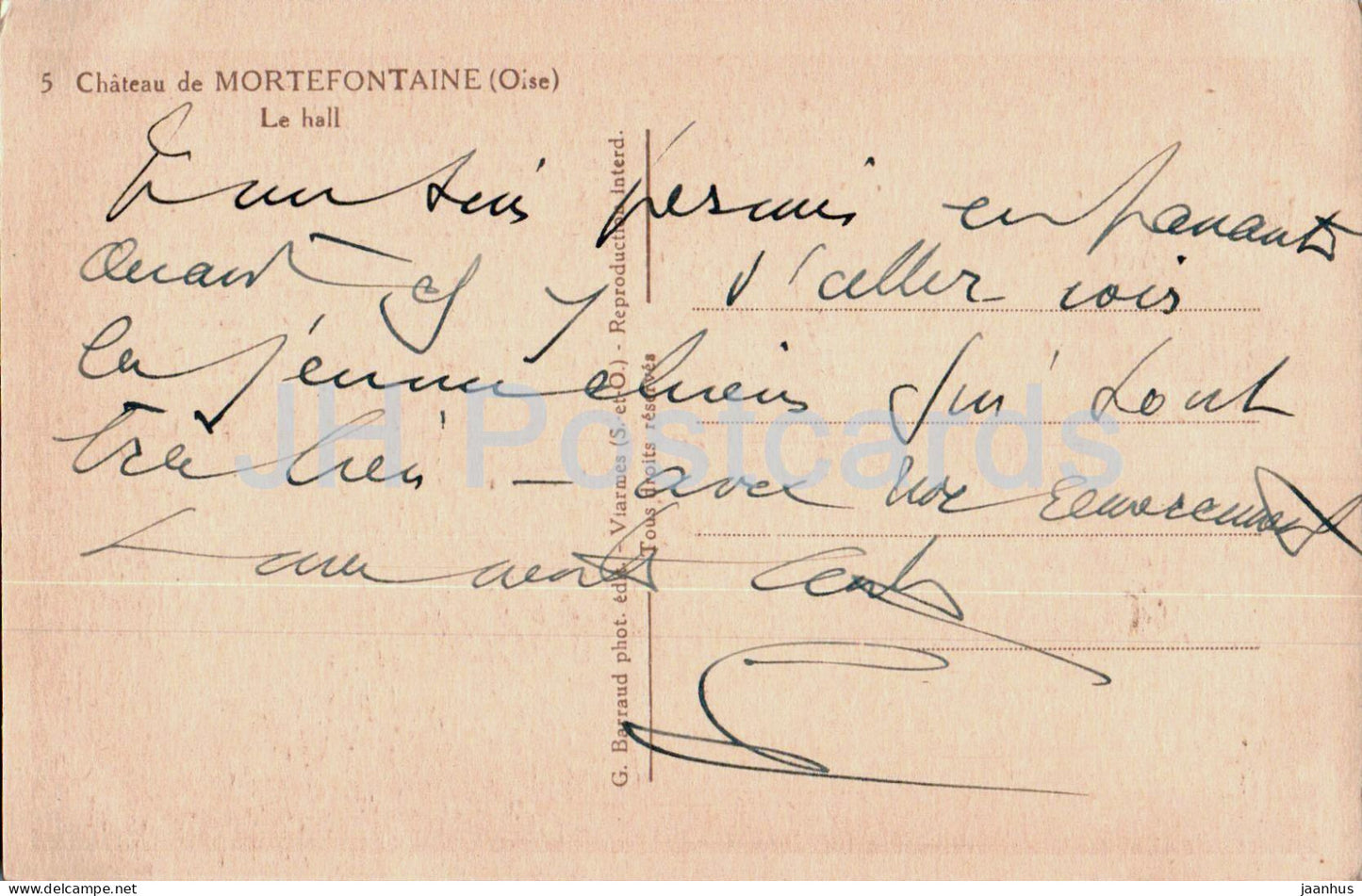 Chateau de Mortefontaine  - Le Hall - castle - 5 - old postcard - France - used