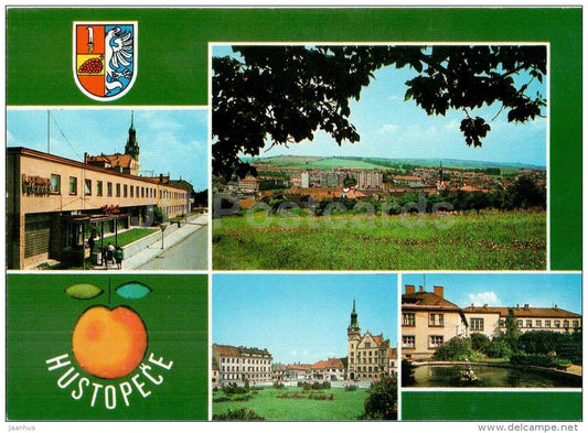 hotel of LSD unity - general view - Dukelske Square - hospital - Hustopece - Czech - Czechoslovakia - unused - JH Postcards