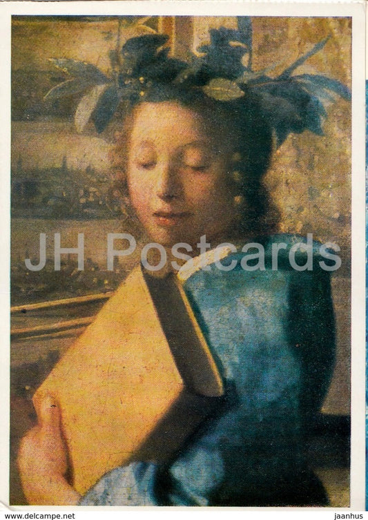 painting by Jan Vermeer Van Delft - Das Maler Atelier - painter atelier - Dutch art - 1979 - Germany DDR - unused - JH Postcards