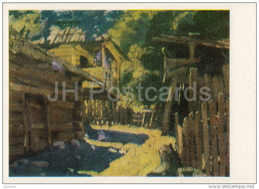 painting by V. Sidamon-Eristavi - Kvesheti . Courtyard - Georgian art - Russia USSR - 1984 - unused - JH Postcards