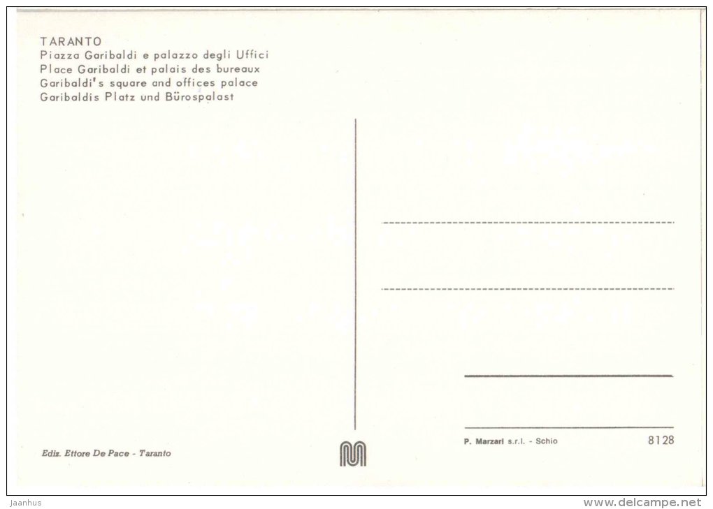 Piazza Garibaldi e Palazzo degli Uffici - Garibaldi square - Taranto - Puglia - 8128 - Italia - Italy - unused - JH Postcards