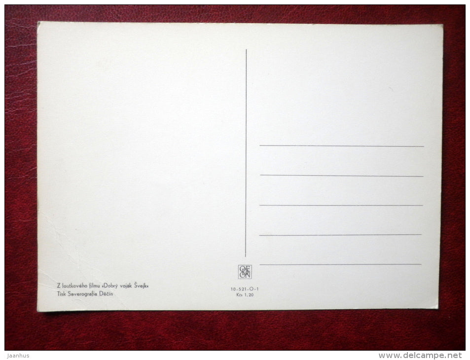 The Good Soldier Švejk - novel by Jaroslav Hasek - cognac - Tisk Severografia Decin - Film - Animation - Czech - - JH Postcards