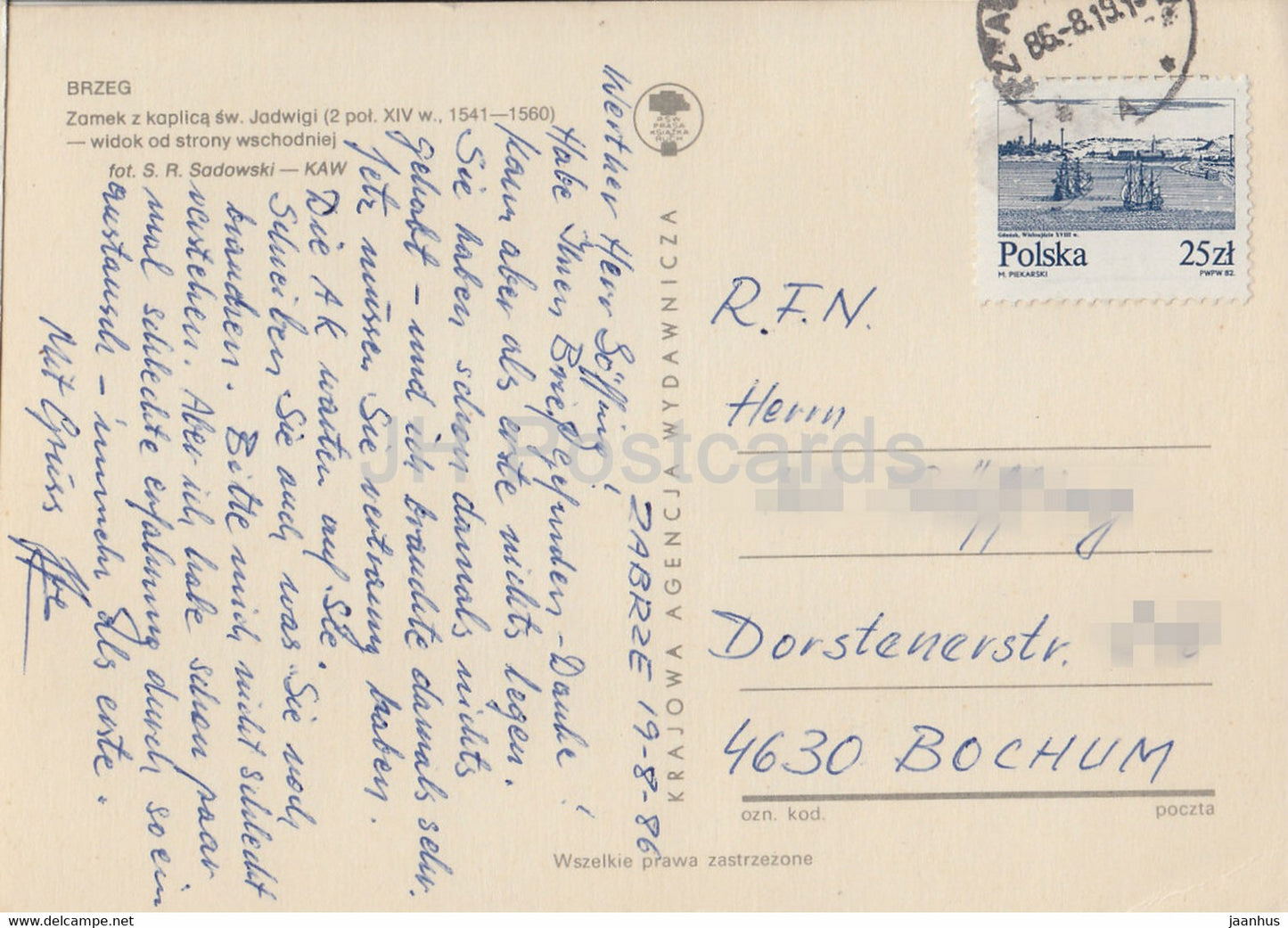 Brzeg - château - 1986 - Pologne - utilisé