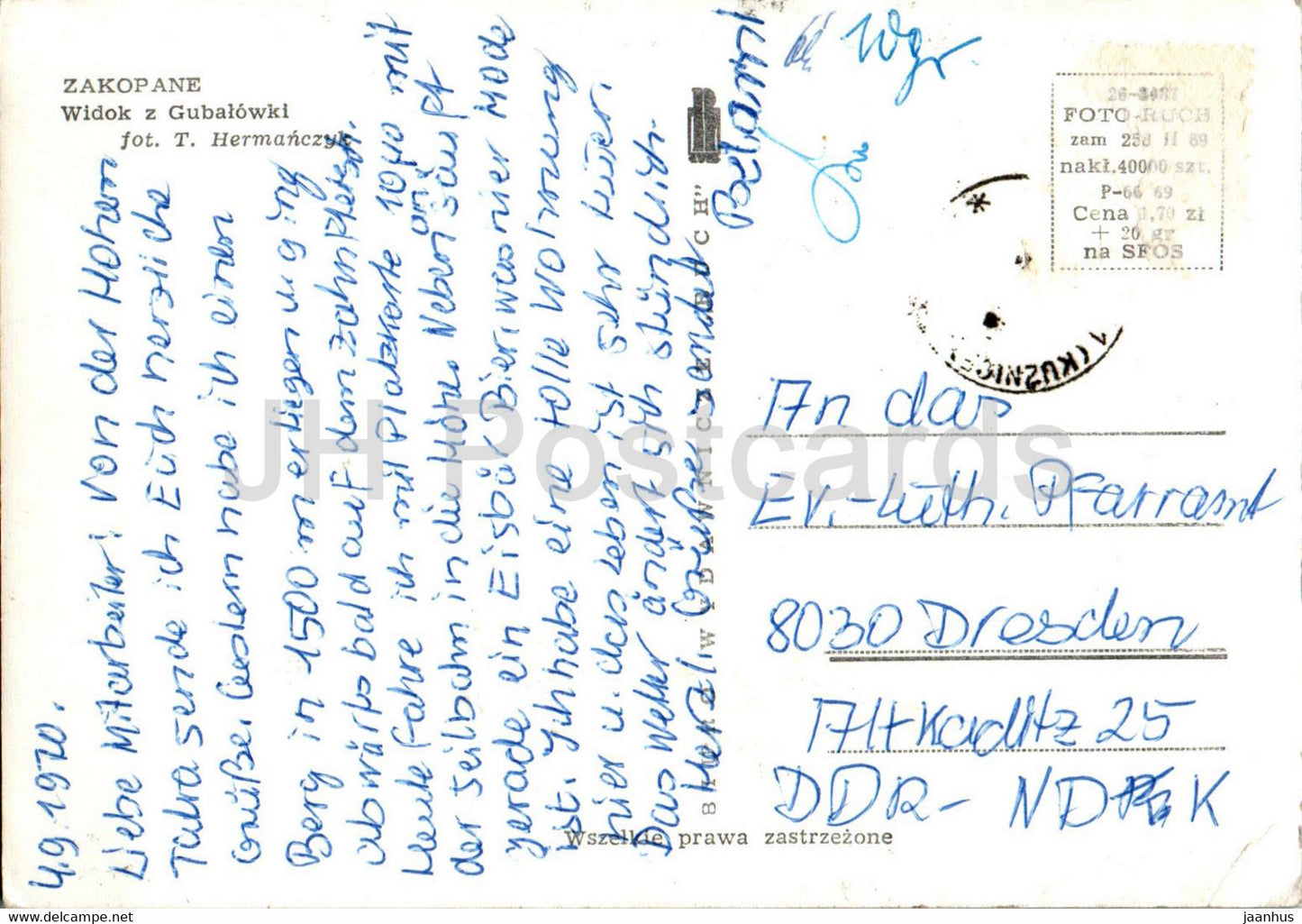 Zakopane - Widok z Gubalowki - 1970 - Poland - used