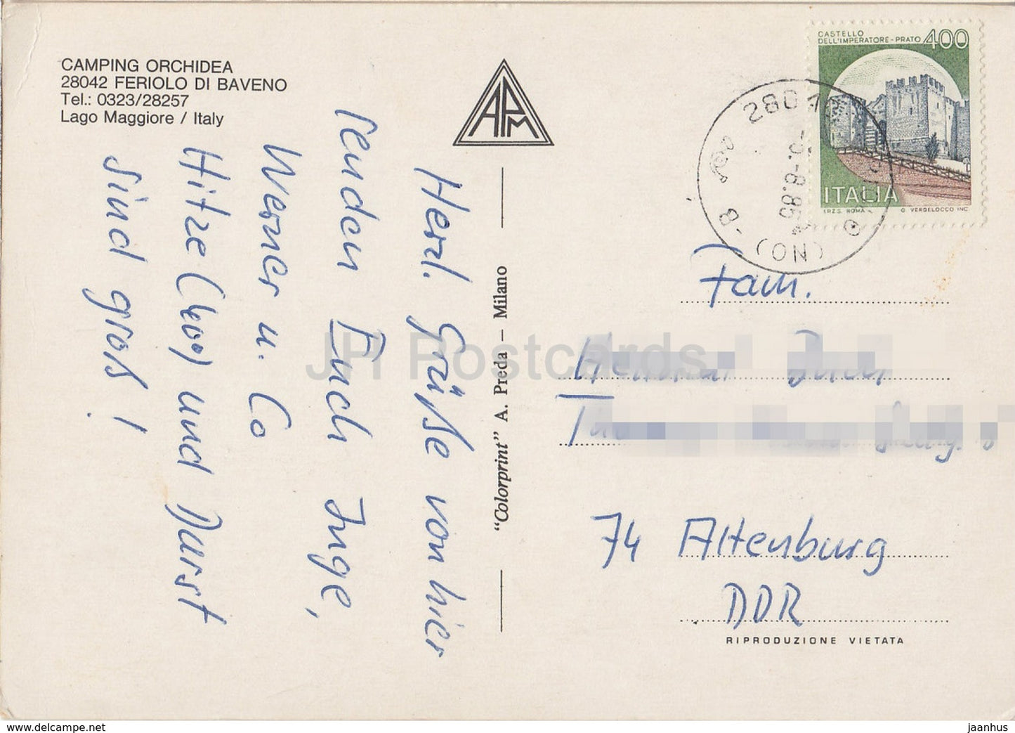 Camping Orchidea - Feriolo di Baveno - plage - Italie - 1985 - occasion