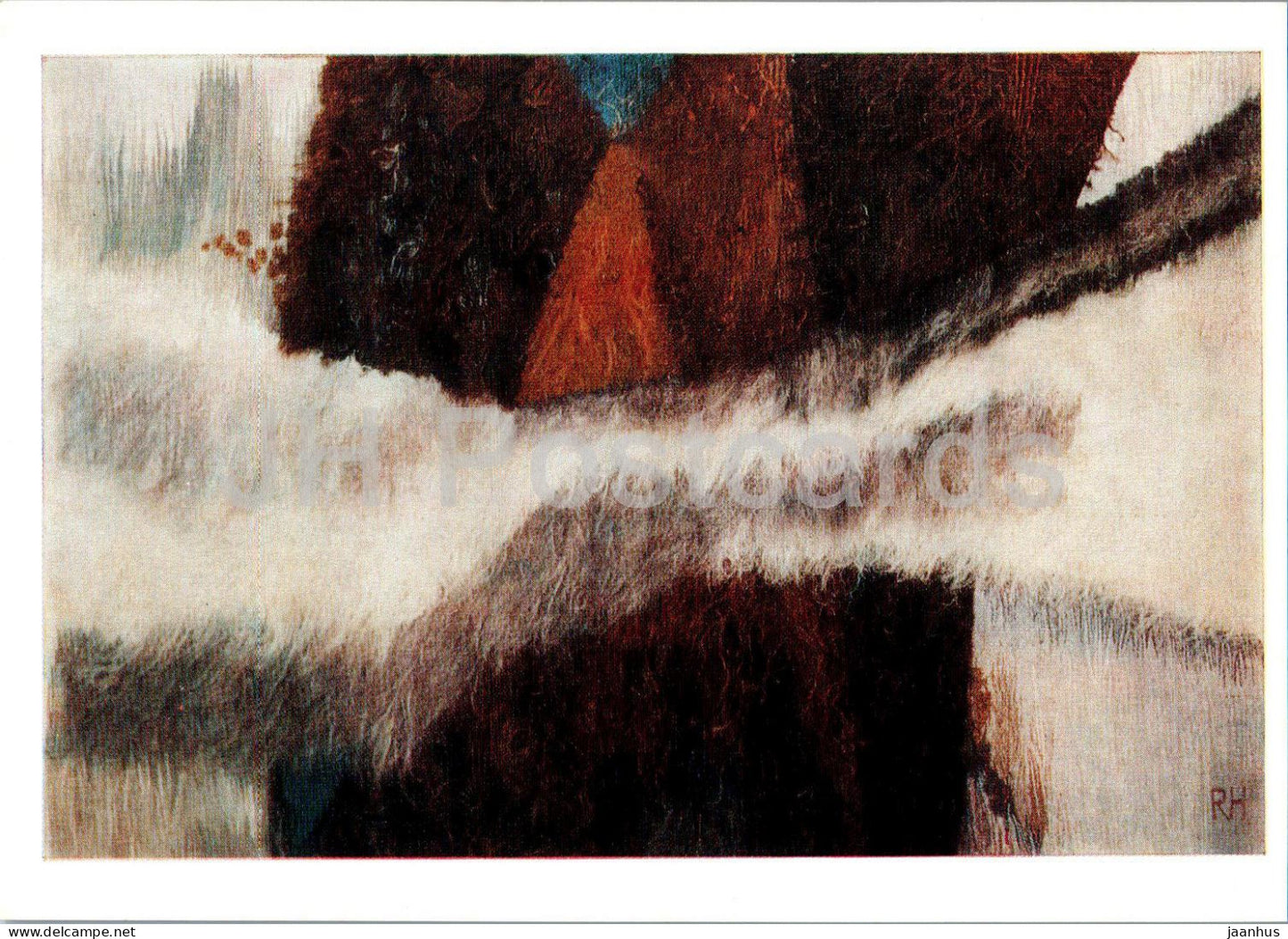 gobelin by Rudolf Heimrats - Clouds over mountains - applied art - Latvian art - 1977 - Latvia USSR - unused - JH Postcards