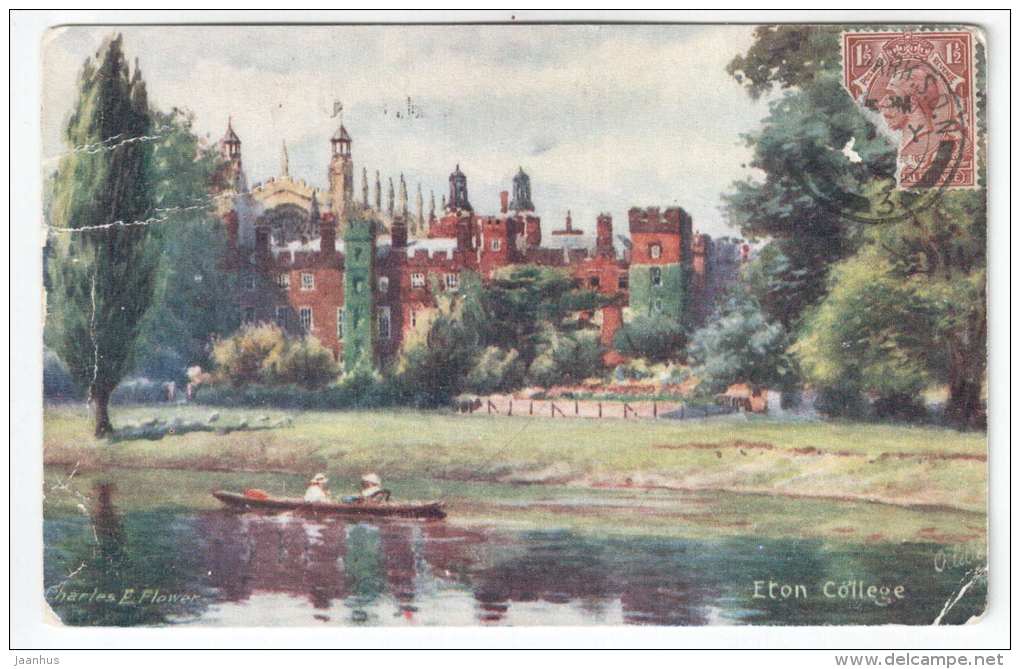 Eton College by Charles E. Flower - England - UK - old postcard - sent to Estonia 1921 - used - JH Postcards