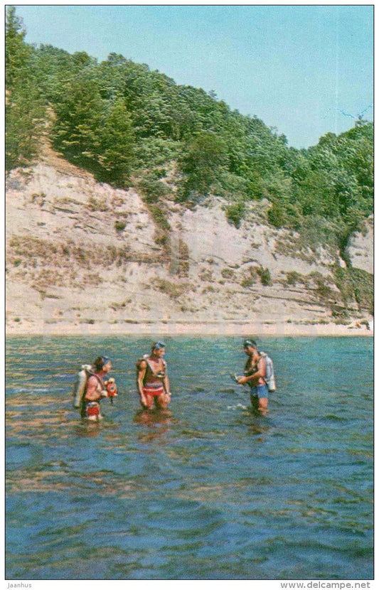 underwater sports - diving - Pitsunda - Abkhazia - 1970 - Georgia USSR - unused - JH Postcards