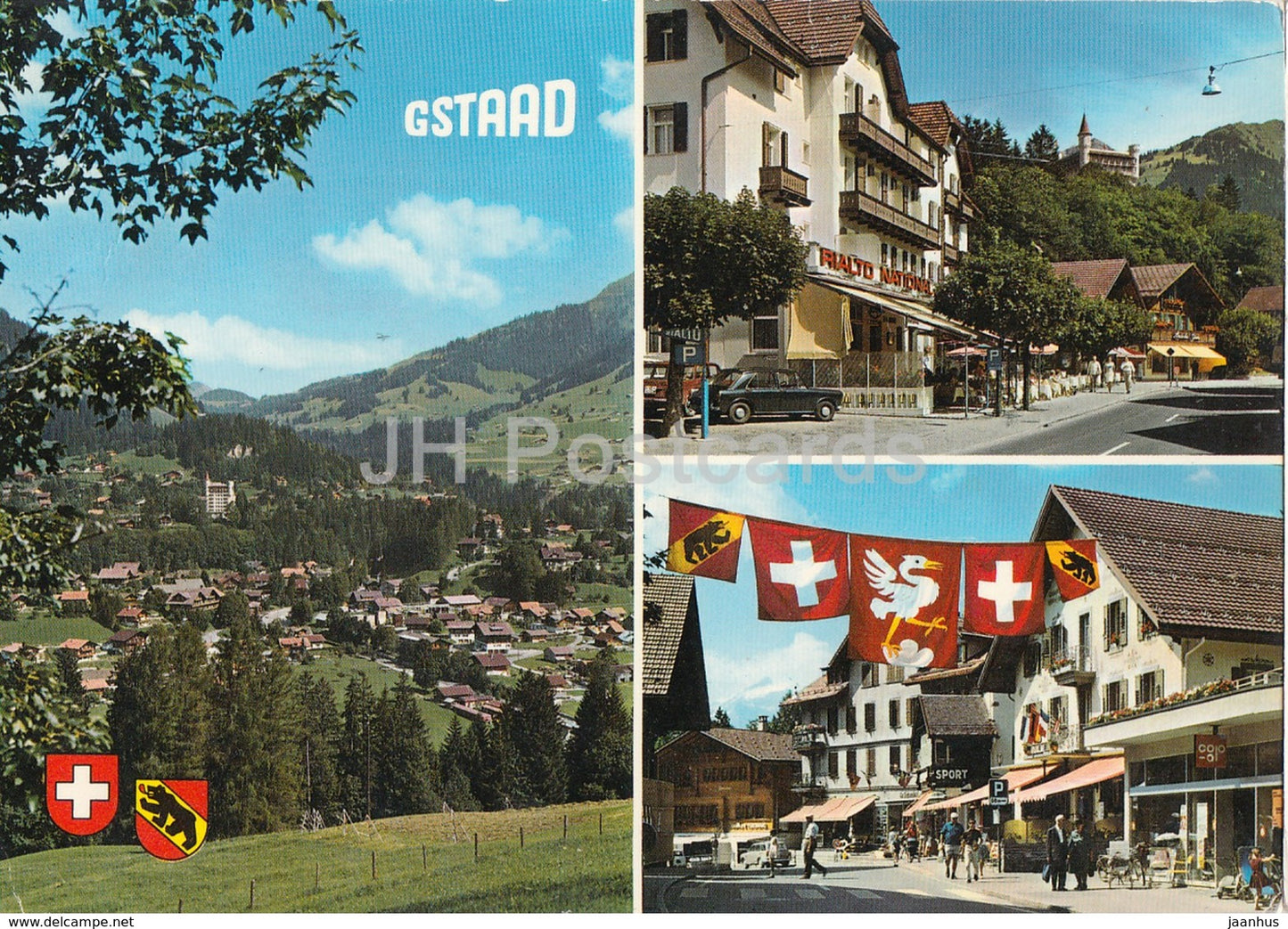 Gstaad - town view - Switzerland - used - JH Postcards